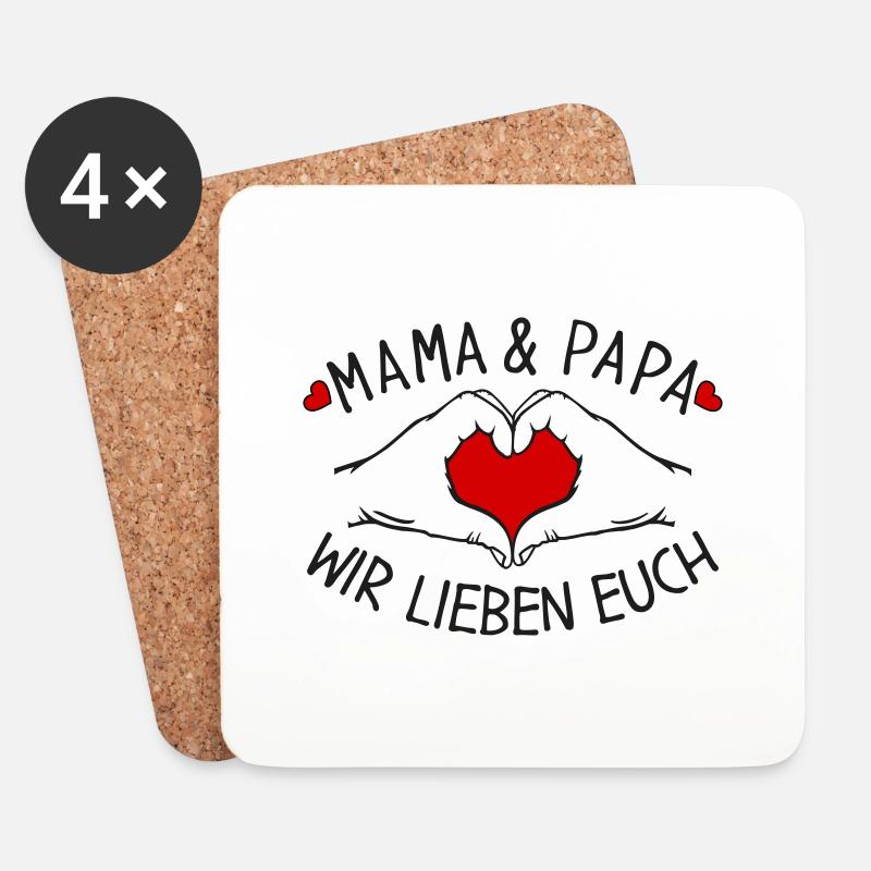 Mama und Papa wir lieben Dich - Untersetzer (4er-Set) - Weiß