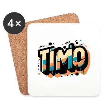 Timo Name Graffiti - Untersetzer (4er-Set) - Weiß - Vorne