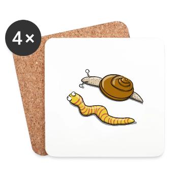 Schnecke und Raupe - Untersetzer (4er-Set) - Weiß - Vorne