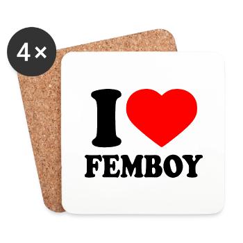 I love femboy - Untersetzer (4er-Set) - Weiß - Vorne