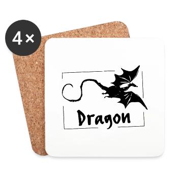 Dragon - Vectorgraphique - Dessous de verre (lot de 4) - blanc - Devant