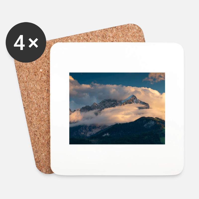 Alpspitze in Wolken - Untersetzer (4er-Set) - Weiß