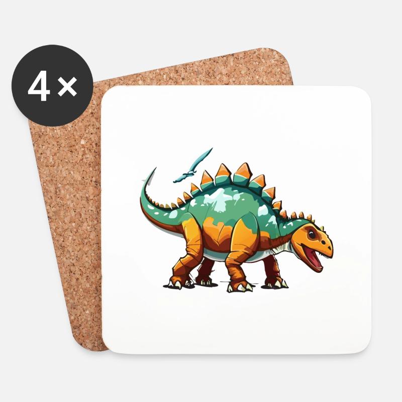 Freundlicher Stegosaurus - Untersetzer (4er-Set) - Weiß