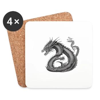 Japanischer Drache Japan Drachenmotiv - Untersetzer (4er-Set) - Weiß - Vorne