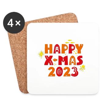 Joyeux Noël nautique 2023 - Dessous de verre (lot de 4) - blanc - Devant