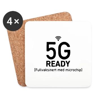 5G ready fully vaccinated with microchip - Coasters (set of 4) - white - Front