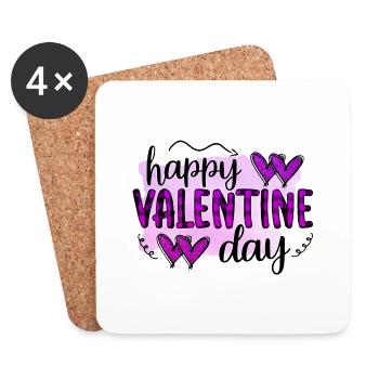 Aimez-moi la Saint-Valentin Joyeux Valentin Saint-Valentin - Dessous de verre (lot de 4) - blanc - Devant