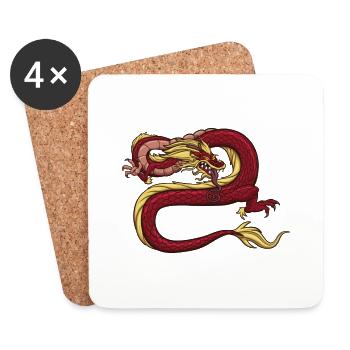 Red Chinese Dragon - Coasters (set of 4) - white - Front