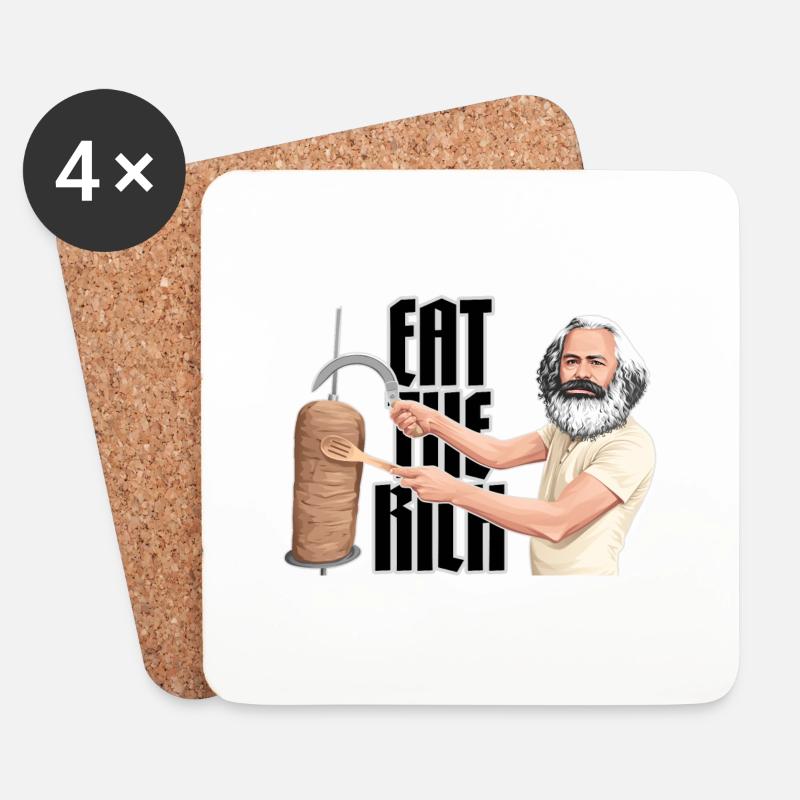 Karl Marx / Eat the Rich - Untersetzer (4er-Set) - Weiß