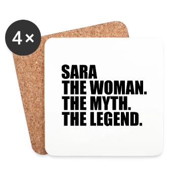 Woman Myth Legend Name Sara - Coasters (set of 4) - white - Front
