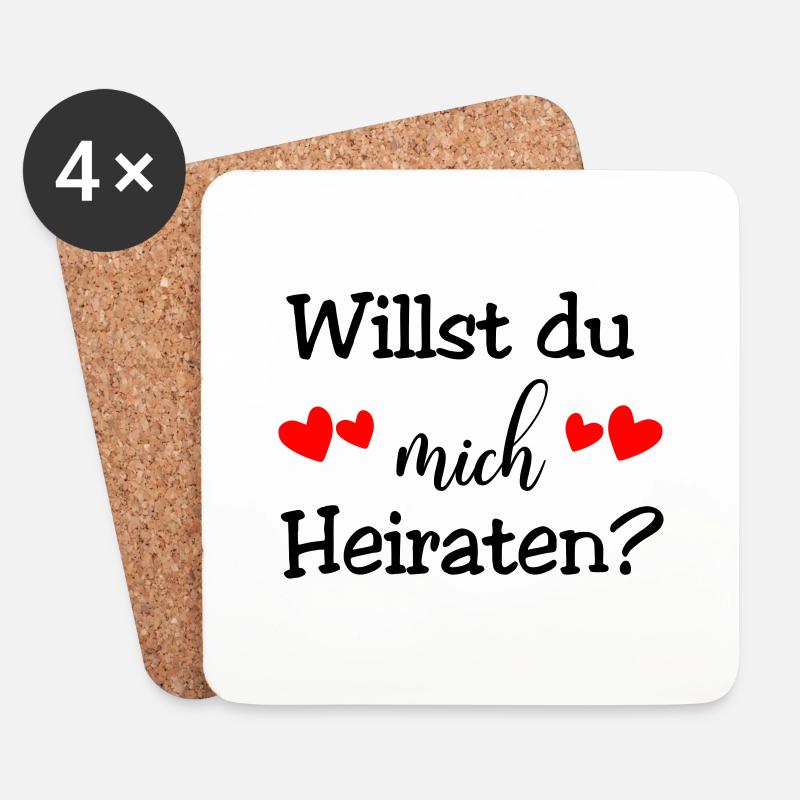 Willst du mich Heiraten - Untersetzer (4er-Set) - Weiß