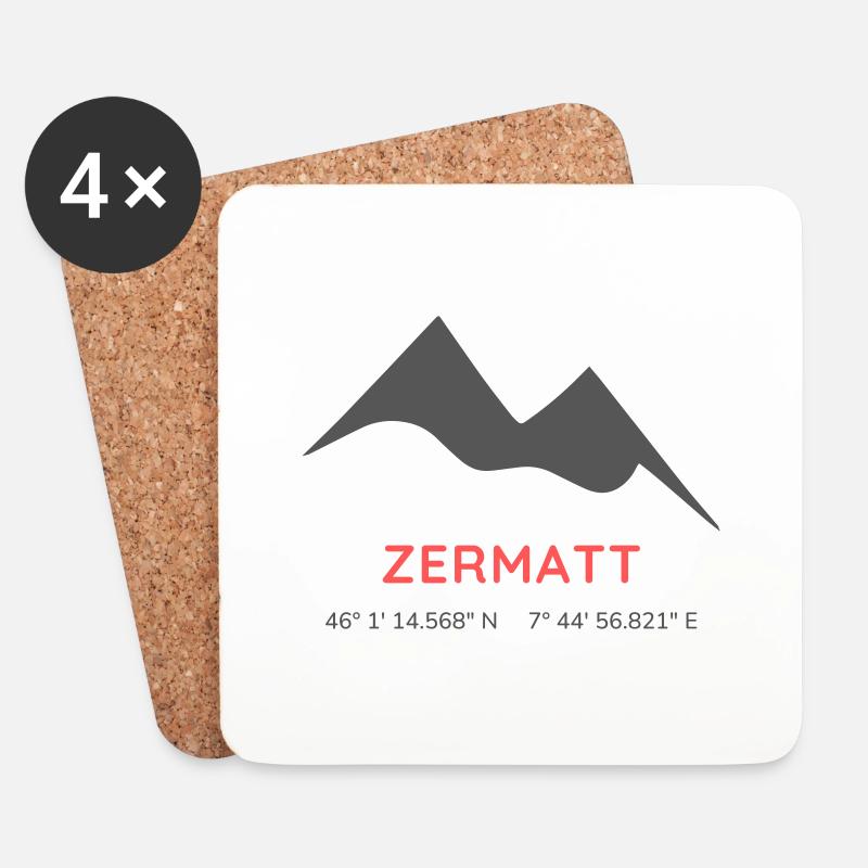 Minimalistisches Zermatt-Logo - Untersetzer (4er-Set) - Weiß