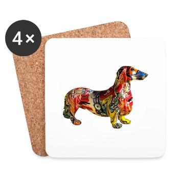 Hund Graffiti - Untersetzer (4er-Set) - Weiß - Vorne