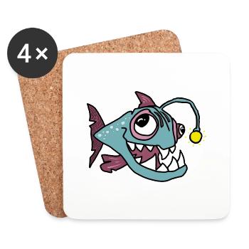 Anglerfisch - Untersetzer (4er-Set) - Weiß - Vorne