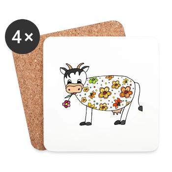 Vache - Dessous de verre (lot de 4) - blanc - Devant