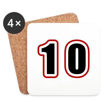 10 Nombre Collège - Dessous de verre (lot de 4) - blanc - Devant