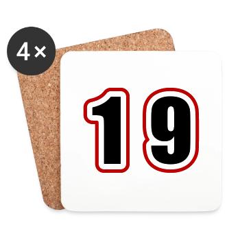 19 Zahl College - Untersetzer (4er-Set) - Weiß - Vorne