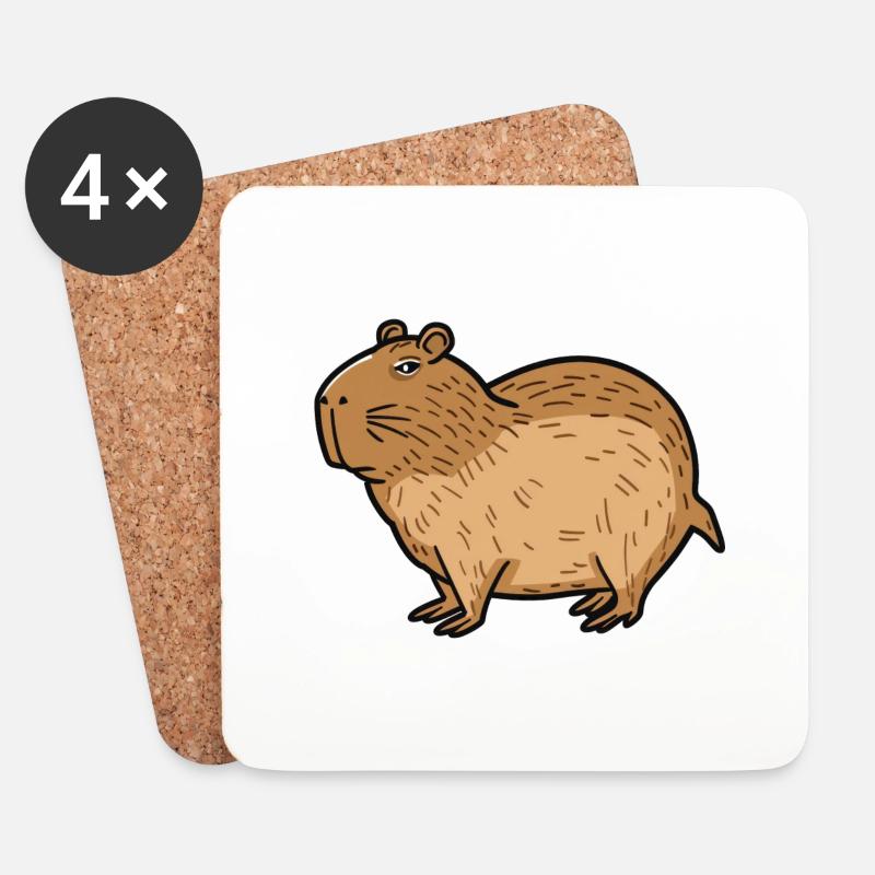 Capybara - Untersetzer (4er-Set) - Weiß