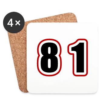 81 Nombre Collège - Dessous de verre (lot de 4) - blanc - Devant