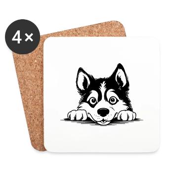 Siberian Husky - Coasters (set of 4) - white - Front