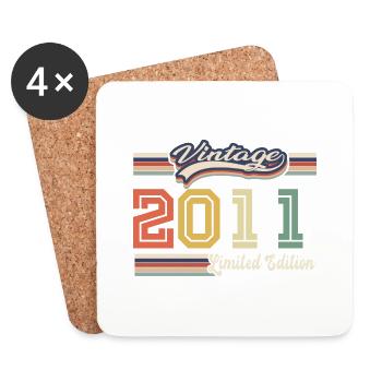 Cadeau D'anniversaire 2011 Génial Depuis 2011 vint - Dessous de verre (lot de 4) - blanc - Devant