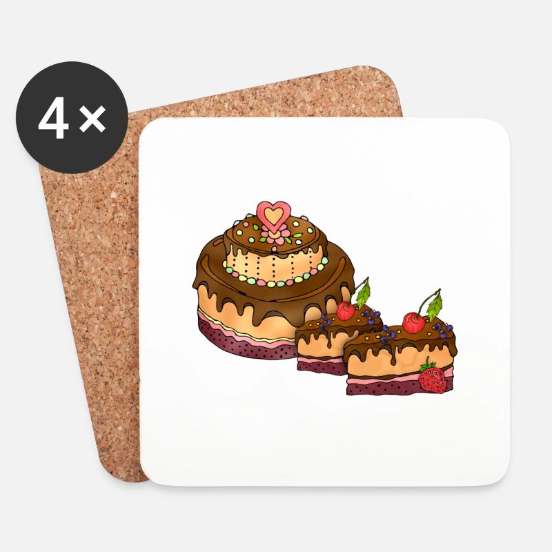 Kuchen - Untersetzer (4er-Set) - Weiß