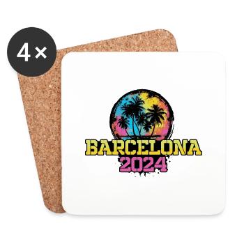 Barcelona 2024 Reise Urlaub - Untersetzer (4er-Set) - Weiß - Vorne