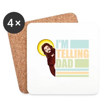 Je dis à papa drôle Jésus Meme Dieu Religieux - Dessous de verre (lot de 4) - blanc - Devant