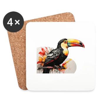 Tukan-Vogel , bunter Tukan, - Untersetzer (4er-Set) - Weiß - Vorne