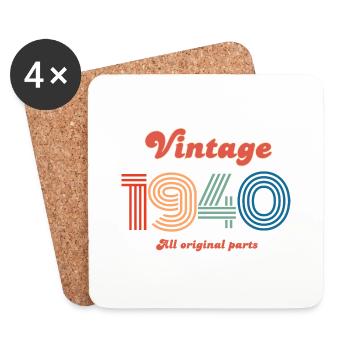 Vintage 1940 all original parts - Dessous de verre (lot de 4) - blanc - Devant