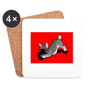 Chien frénétique - Dessous de verre (lot de 4) - blanc - Devant