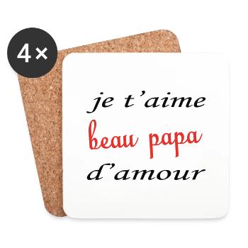 Je t'aime beau papa d'amour - Dessous de verre (lot de 4) - blanc - Devant