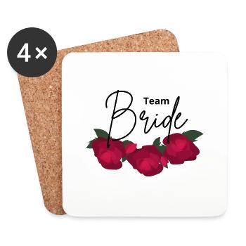 Team Bride Minimalist Red Flower - Coasters (set of 4) - white - Front