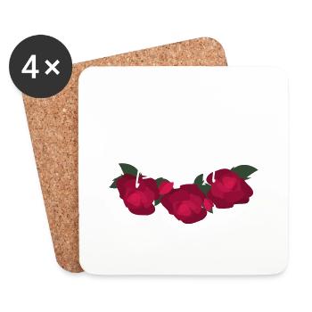 Minimalistisches rotes Blumenzaumzeug - Untersetzer (4er-Set) - Weiß - Vorne