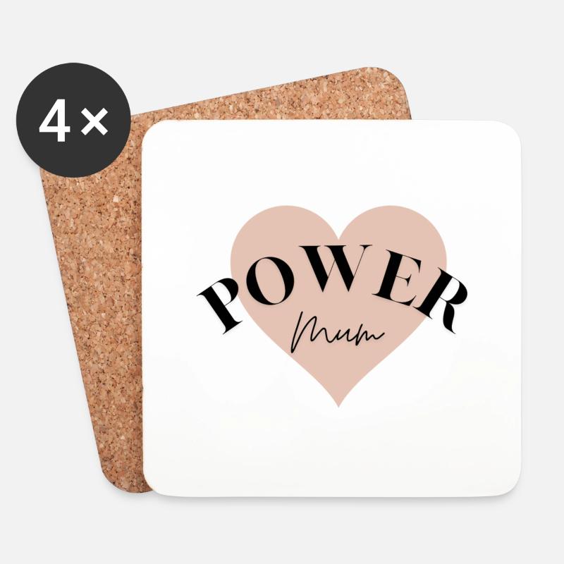 Power Mum - Untersetzer (4er-Set) - Weiß