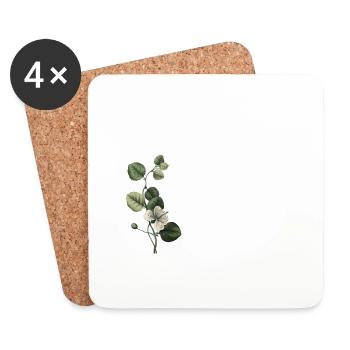Numéro 18 floral vert -18e anniversaire floral - Dessous de verre (lot de 4) - blanc - Devant