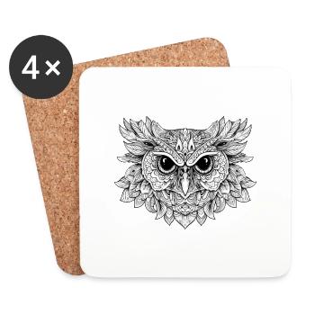 OWL Mandala Oftd - Coasters (set of 4) - white - Front