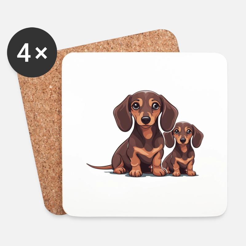 Dachshund Hunde Hund Haustiere Kinder Dackel - Untersetzer (4er-Set) - Weiß