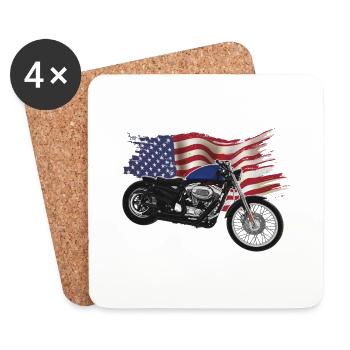Chopper // Custom // Motorcycle - Coasters (set of 4) - white - Front