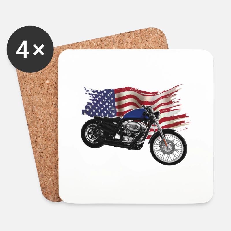 Chopper // Custom // Motorrad - Untersetzer (4er-Set) - Weiß