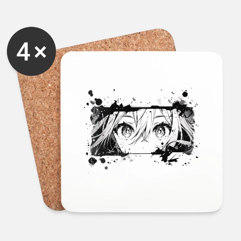 Anime face - Untersetzer (4er-Set) - Weiß