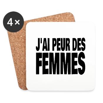 j'ai peur des femmes - Dessous de verre (lot de 4) - blanc - Devant
