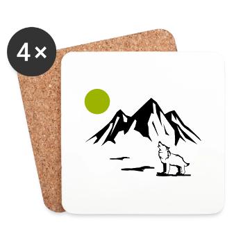 Wolf Full Moon - Coasters (set of 4) - white - Front
