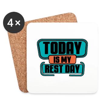 Today Is My Rest Day 2 - Coasters (set of 4) - white - Front