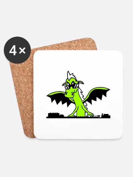 Flügel Drache DJ Mischpult Party Monster Musik - Untersetzer (4er-Set) - Weiß