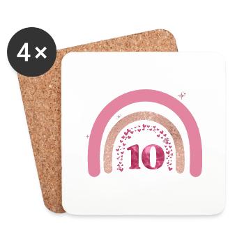 10e anniversaire rainbow rose - Dessous de verre (lot de 4) - blanc - Devant