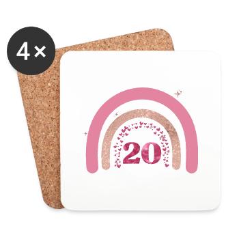 20e anniversaire rainbow rose - Dessous de verre (lot de 4) - blanc - Devant