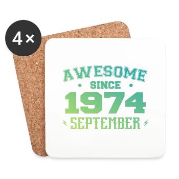 September 1974 Birthday Gift September 1974 - Coasters (set of 4) - white - Front