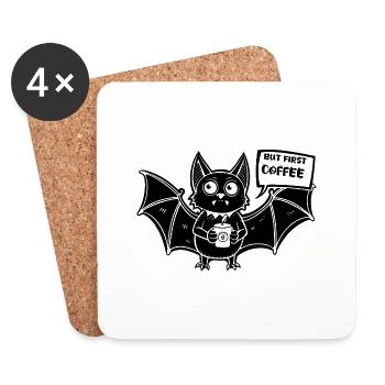 Addiction au café pour Halloween - Dessous de verre (lot de 4) - blanc - Devant