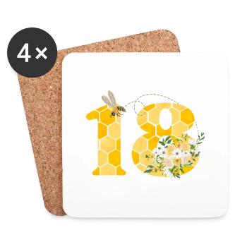 18th Anniversary Bee - Coasters (set of 4) - white - Front